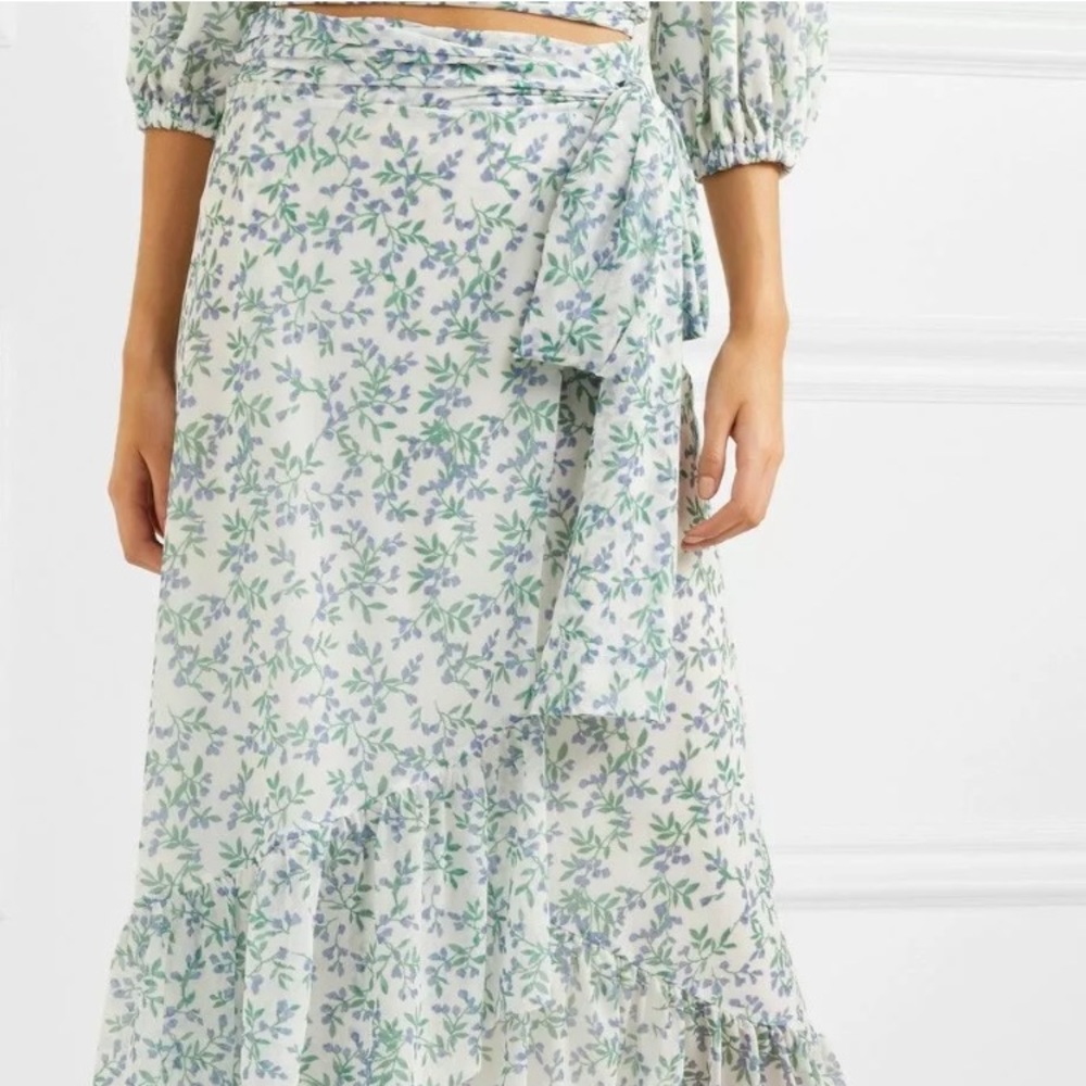 Ganni skirt size US 2 blue green white floral
